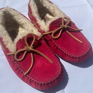 UGG Red Suede Moccasin Slippers